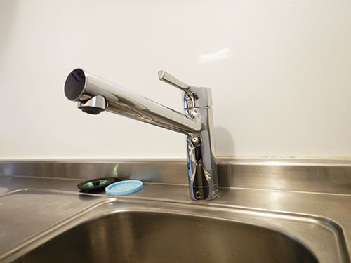 新しい水栓：TOTO浄水器兼用キッチン水栓　品番：TKS05308J